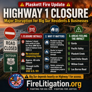 Big Sur road closures Plaskett Fire